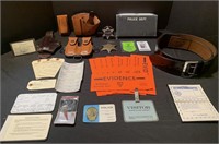 Badges, vintage law enforcement items,