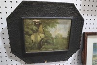 UNIQUE WOOD FRAMED ANTIQUE COUNTRY MILL PRINT