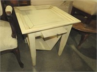 WOOD TABLE W/PULLOUT WRITING TABLET& MAGAZINE HOLD