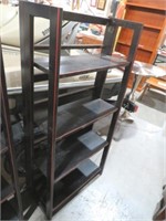 BLACK PAINTED WOOD FOLDUP TIERED SHELVES