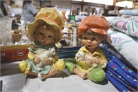 PAIR OF BOY & GIRL RESIGN FIGURINES