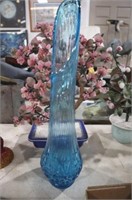 BLUE SWUNG GLASS VASE