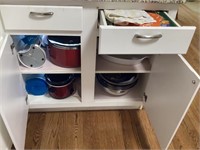 Contents of lower kitchen cabinets & drawer