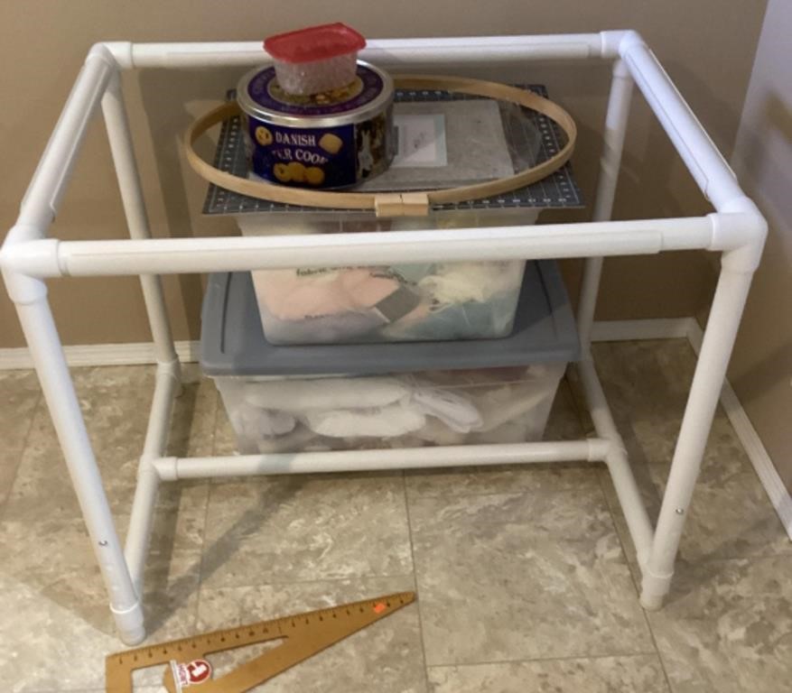 Sewing supplies lot and PVC frame