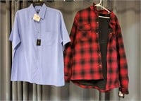 T1 2Pc Dress shirt 42/44 Flannel 2XL