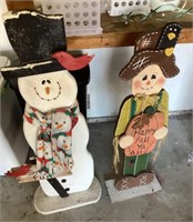 2 wooden holiday decor figures --38" tall