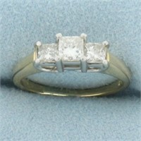 Princess Cut Diamond 3 Stone Past Present Future W