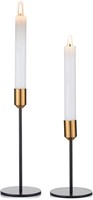2 Pcs Taper Candle Holders - Gold