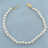 Cultured Pearl Bracelet in 14k Yellow Gold