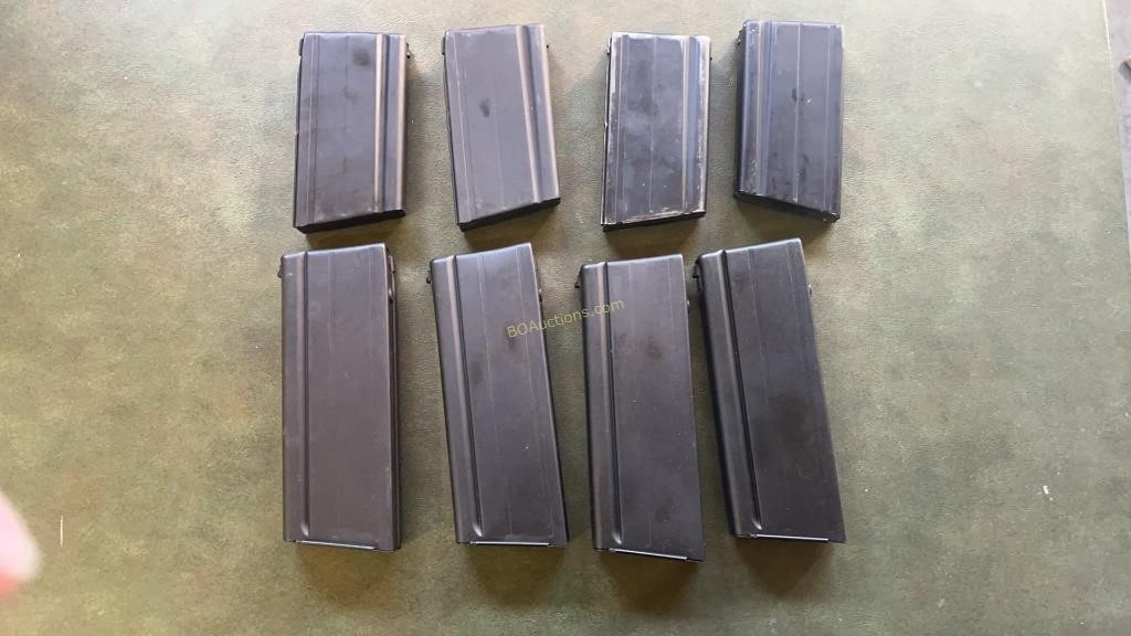 Group of 8 FAL Metal Rifle Magazines