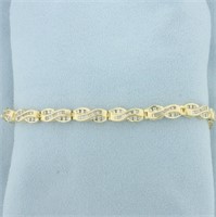 Baguette and Round Diamond Tennis Bracelet in 14k