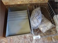 2 new mop heads, metal basket and metal mail