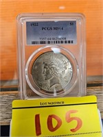 1922 MORGAN DOLLAR, PCGS MS64