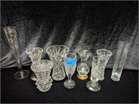 (9) Clear Glass Vases - Most Crystal