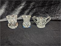 (3) Clear Crystal Glass Toothpick Holders