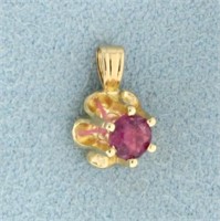 Natural Pink Sapphire Buttercup Pendant in 14k Yel