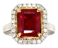 14kt Gold 5.55 ct Brilliant Ruby & Diamond Ring