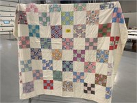 HAND STITCHED PATCHWORK SQUARE QUILT