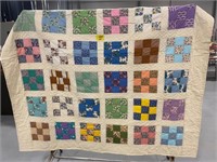 HAND STITCHED 5-PATCH SQUARE PATCHWORK QUILT