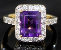 Emerald Cut 4.55 ct Natural Amethyst Ring