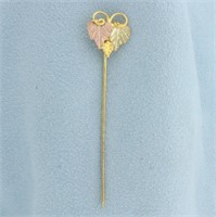 Black Hills Gold Leaf Stick Pin in 12k Yellow, Ros