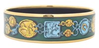 Hermes Green Enamel Bangle Bracelet