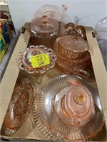 FLAT OF PINK DEPRESSION GLASS