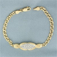 Diamond Anchor Link Bracelet in 10k Yellow Gold