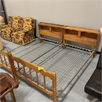 PAIR OF STORAGE HEADBOARD TWIN BEDS