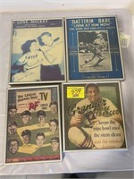 4 FRAMED ANTIQUE BASEBALL PLAYER REPRINTS