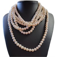 Genuine 96" Freshwater White Pearl Necklace