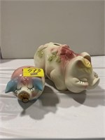 HULL POTTERY PIG BANK, LARGE POTTERY PIG BANK