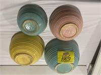 SET OF NESTING MCCOY MARKED COLORED POTTERY BOWLS