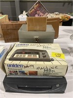 UNIDEN ADDING MACHINE, FILE BOX, CDS, ZENITH VHS