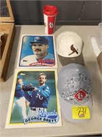 GROUP OF STL CARDINALS HATS & MUG, TOPPS BASEBALL