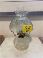 GLASS OIL LAMP W/ MATCHING SHADE