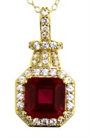 Asscher Cut 3.50 ct Ruby Designer Necklace