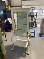 ANTIQUE ROLLING WHITE PAINTED DENTAL CABINET W/