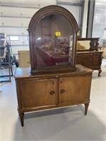 50" LONG ANTIQUE CARVED WOOD CABINET W/ ORNATE