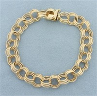 Tripple Loop Charm Bracelet in 14k Yellow Gold