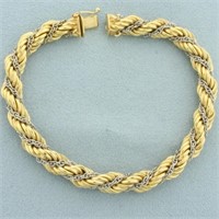 Italian Two Tone Rope Link Bracelet in 18k Yellow