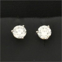 1ct Natural Diamond Stud Earrings in Platinum Sett