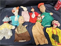 8 vintage hand puppets.  Bozo the clown