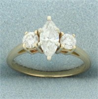 Marquise 3-Stone Engagement Ring in 14k Yellow Gol