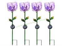 BHG Solar Purple Flower Garden Stakes, 4pc Set