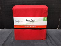 Mainstays Super Soft Sheet Set, Queen Red Sedona