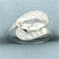Horizontal Marquise Bypass Diamond Ring in 14k Whi