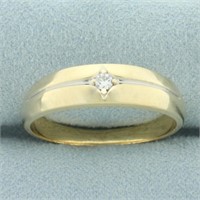 Mens Diamond Wedding Band Ring in 14k Yellow and W