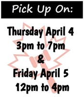 IMPORTANT! Pick up days/times: