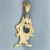 Diamond Cut Tasmanian Devil Pendant in 14k Yellow